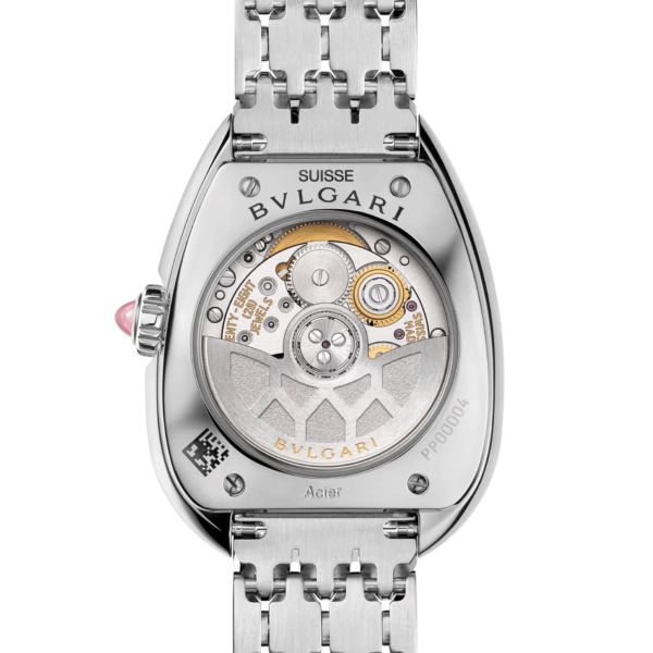 Montre Bulgari Serpenti Seduttori automatique lunette sertie cadran blanc bracelet acier 34 mm