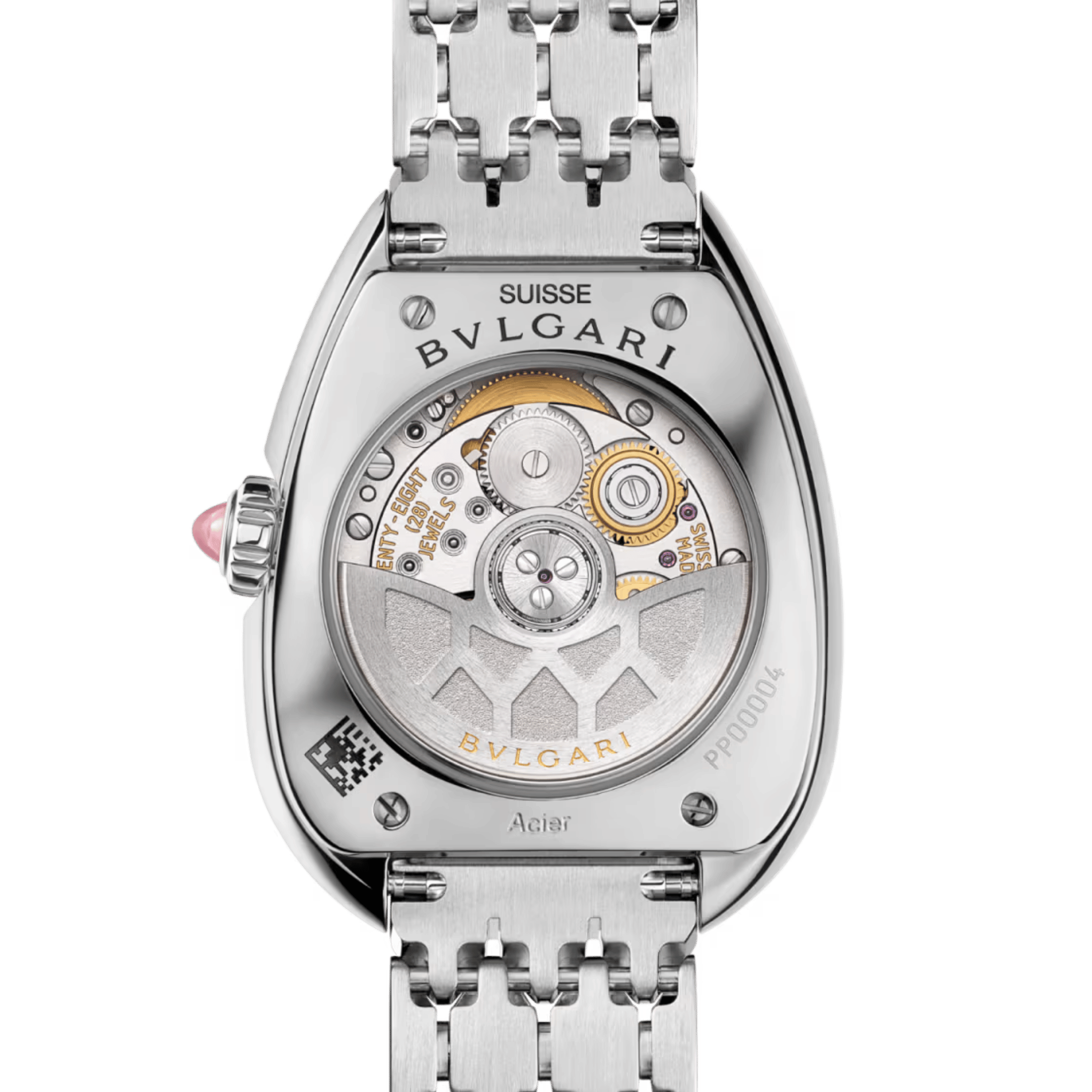 Bulgari Serpenti Seduttori automatic watch bezel set white dial steel bracelet 34 mm