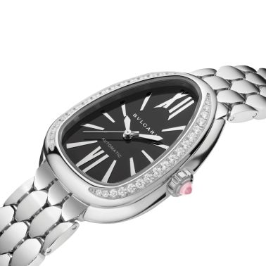 Montre Bulgari Serpenti Seduttori automatique lunette sertie cadran noir bracelet acier 34 mm