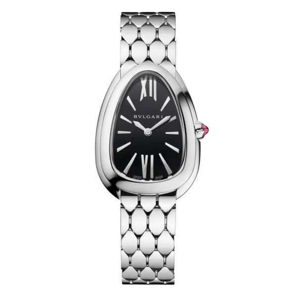 Bulgari Serpenti Seduttori quartz watch black dial steel bracelet 33 mm