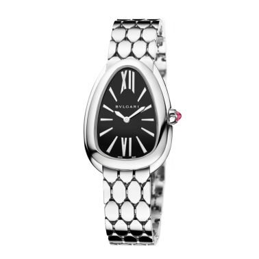 Bulgari Serpenti Seduttori quartz watch black dial steel bracelet 33 mm