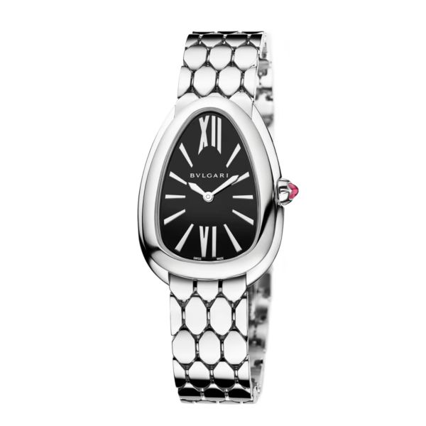 Bulgari Serpenti Seduttori quartz watch black dial steel bracelet 33 mm