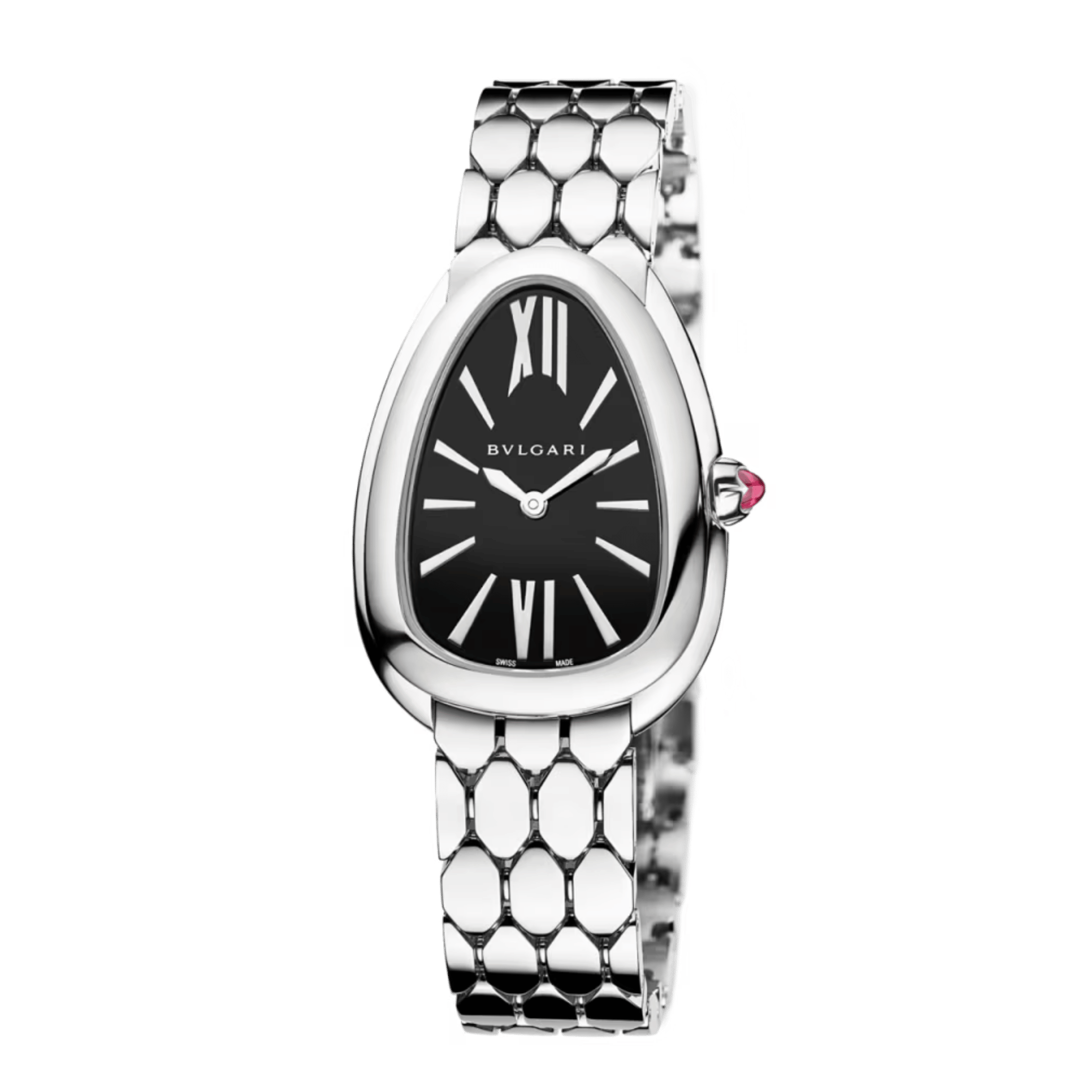 Bulgari Serpenti Seduttori quartz watch black dial steel bracelet 33 mm