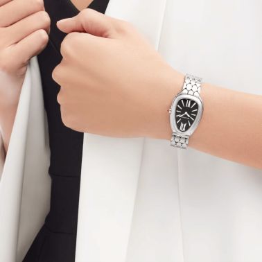 Montre Bulgari Serpenti Seduttori quartz cadran noir bracelet acier 33 mm