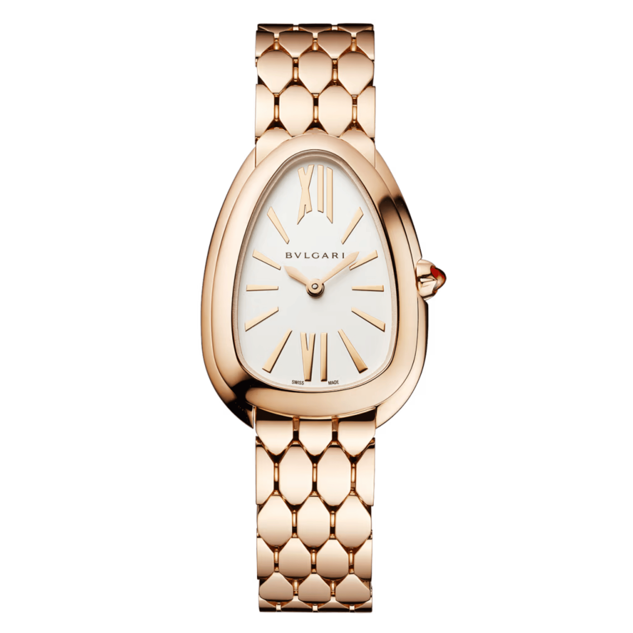 Montre Bulgari Serpenti Seduttori quartz cadran blanc bracelet acier 33 mm