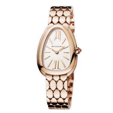 Montre Bulgari Serpenti Seduttori quartz cadran blanc bracelet acier 33 mm