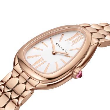 Montre Bulgari Serpenti Seduttori quartz cadran blanc bracelet acier 33 mm