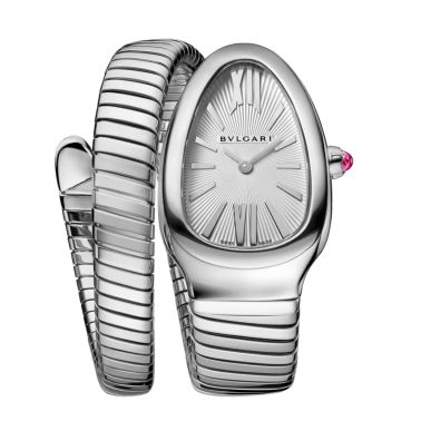 Bulgari Serpenti Tubogas quartz silvered opaline dial steel bracelet 35 mm