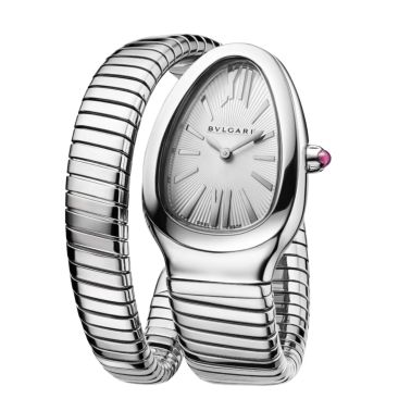 Bulgari Serpenti Tubogas quartz silvered opaline dial steel bracelet 35 mm