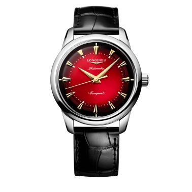 Montre Longines Conquest Heritage Year of the Snake automatique cadran rouge bracelet cuir noir 40 mm