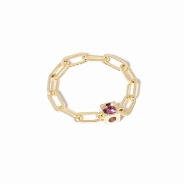 Dinh van Le Cube ring in yellow gold and pink sapphire