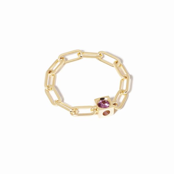 Dinh van Le Cube ring in yellow gold and pink sapphire