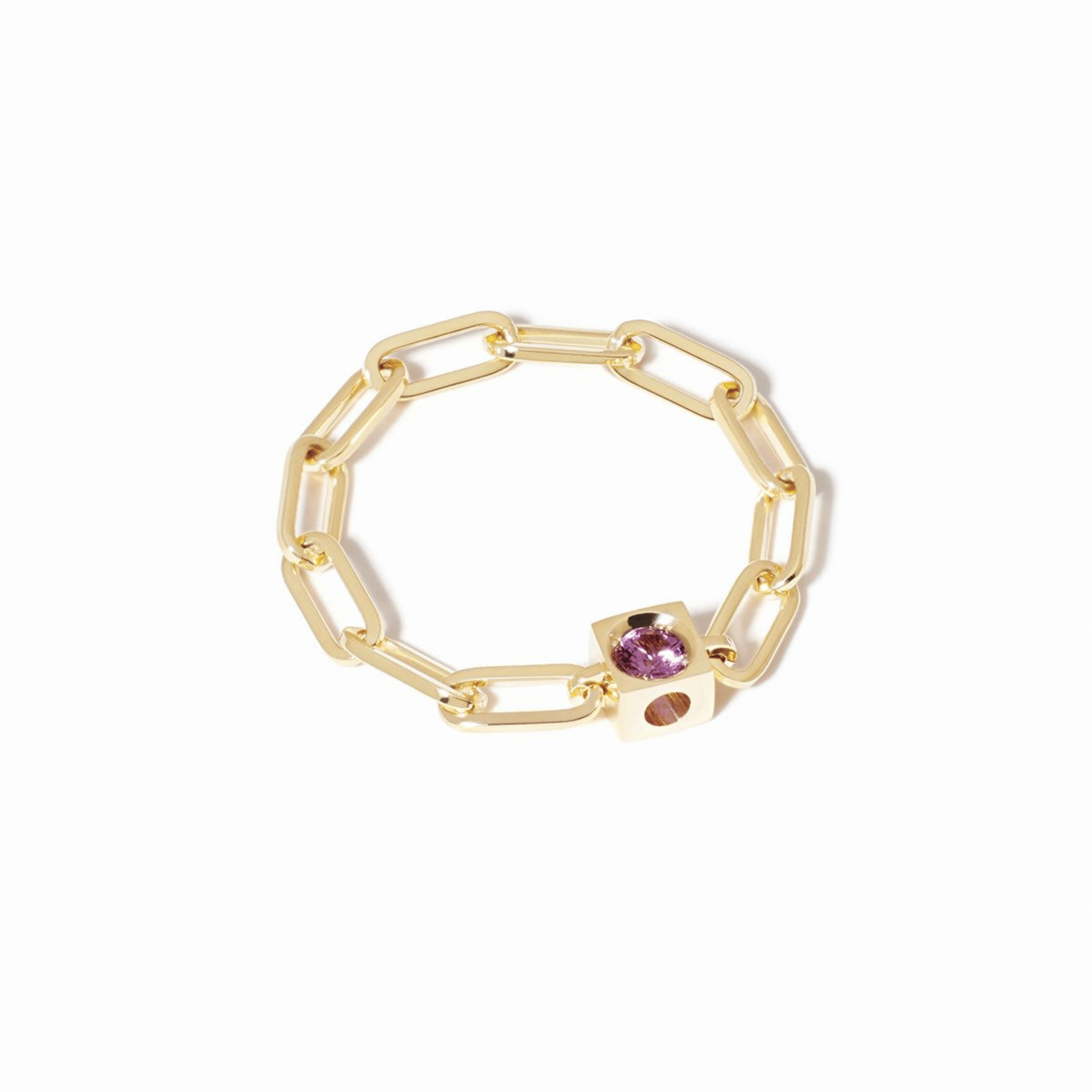 Dinh van Le Cube ring in yellow gold and pink sapphire