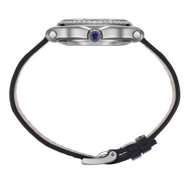 Chopard Happy Sport automatic set bezel silver dial blue leather strap 33 mm