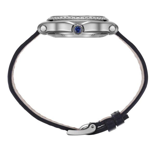 Chopard Happy Sport automatic set bezel silver dial blue leather strap 33 mm