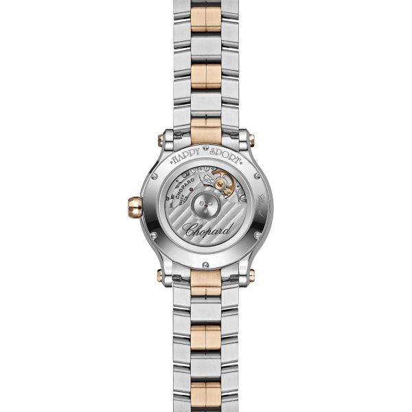Chopard Happy Sport automatic rose gold bezel silver dial steel bracelet 33 mm