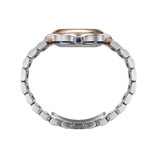 Montre Chopard Happy Sport automatique lunette or rose cadran argenté bracelet acier 33 mm