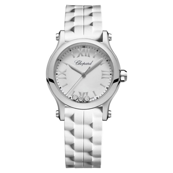 Montre Chopard Happy Sport quartz cadran blanc bracelet caoutchouc 30 mm