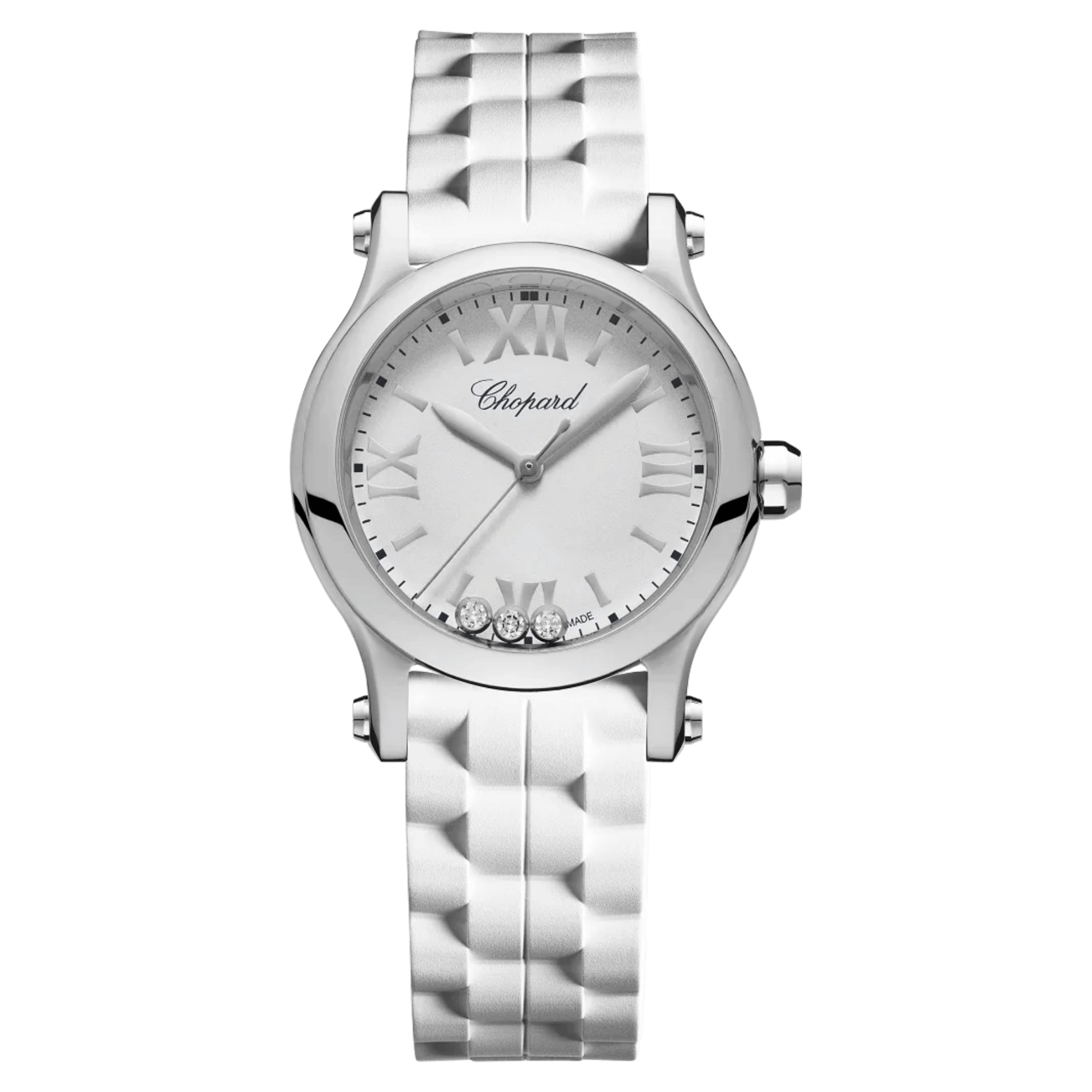 Chopard Happy Sport quartz white dial white rubber bracelet 30 mm
