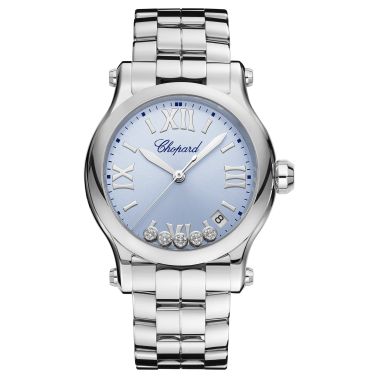 Montre Chopard Happy Sport quartz cadran bleu bracelet acier 36 mm