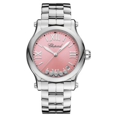 Chopard Happy Sport quartz pink dial steel bracelet 36 mm