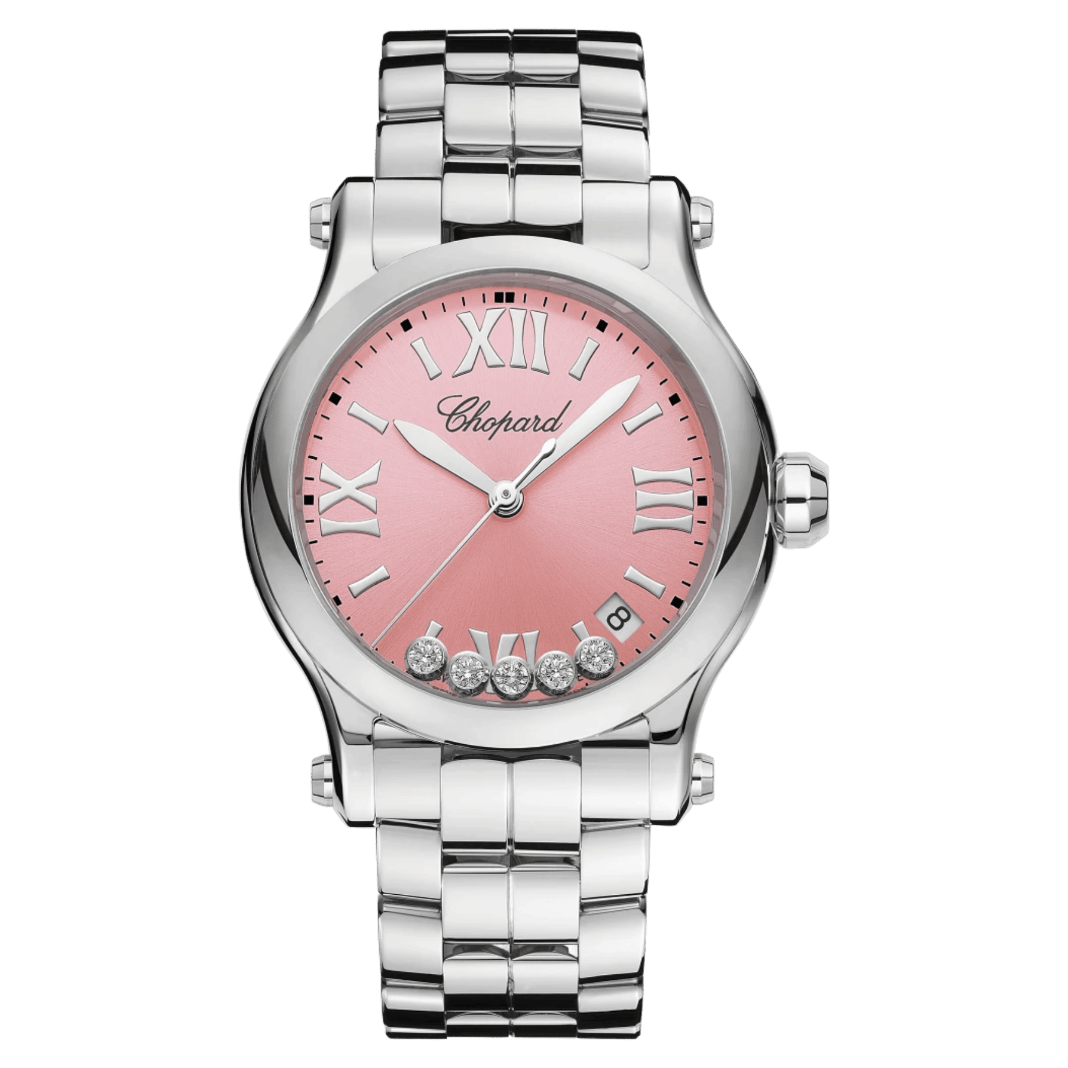 Chopard Happy Sport quartz pink dial steel bracelet 36 mm