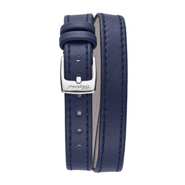 Chopard Happy Sport quartz rose gold bezel silver dial blue leather strap 25 mm