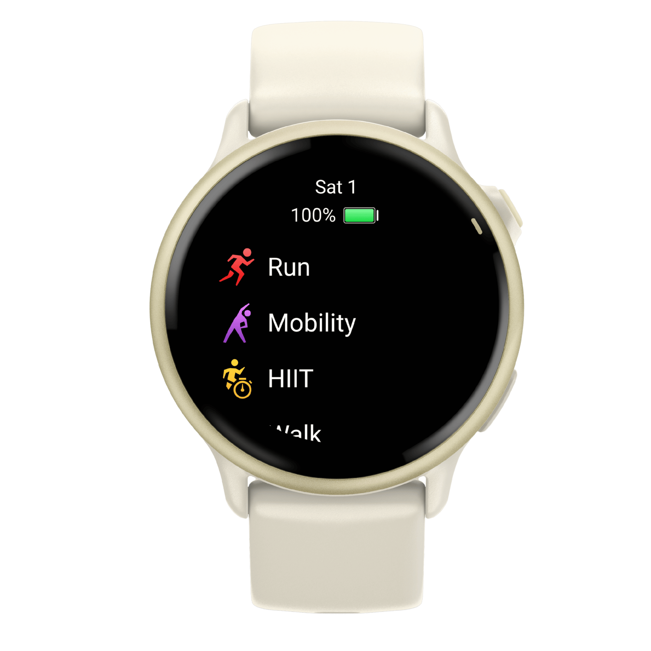 Garmin Vívoactive 6 watch, 42 mm ivory strap, Lunar Gold