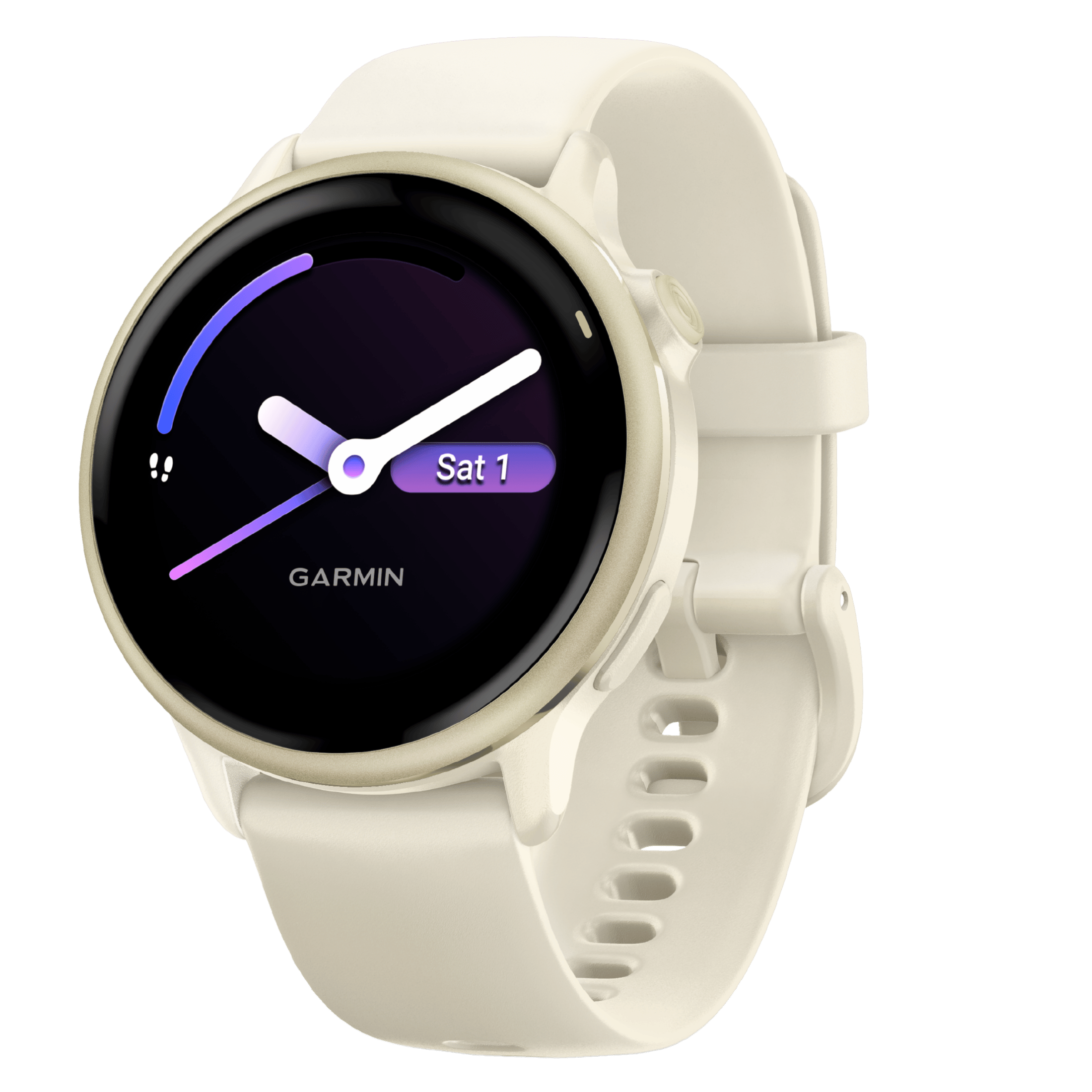 Garmin Vívoactive 6 watch, 42 mm ivory strap, Lunar Gold