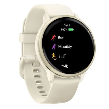 Garmin Vívoactive 6 watch, 42 mm ivory strap, Lunar Gold