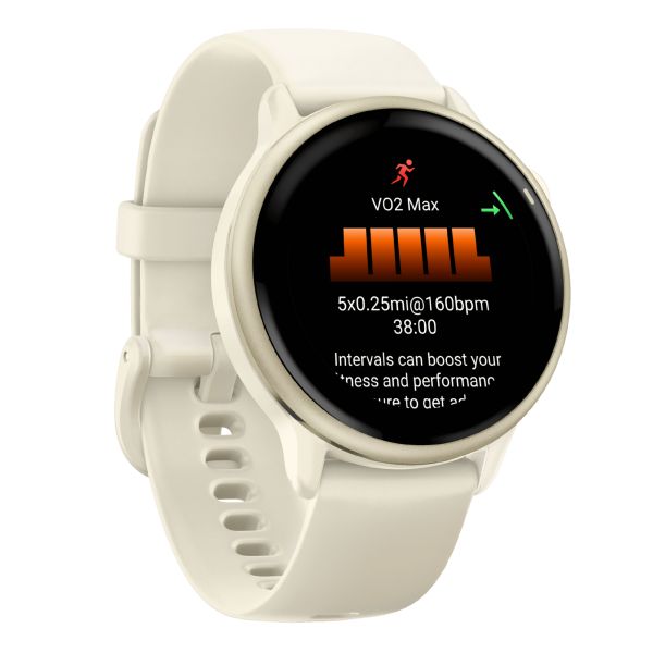 Garmin Vívoactive 6 watch, 42 mm ivory strap, Lunar Gold