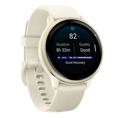 Garmin Vívoactive 6 watch, 42 mm ivory strap, Lunar Gold