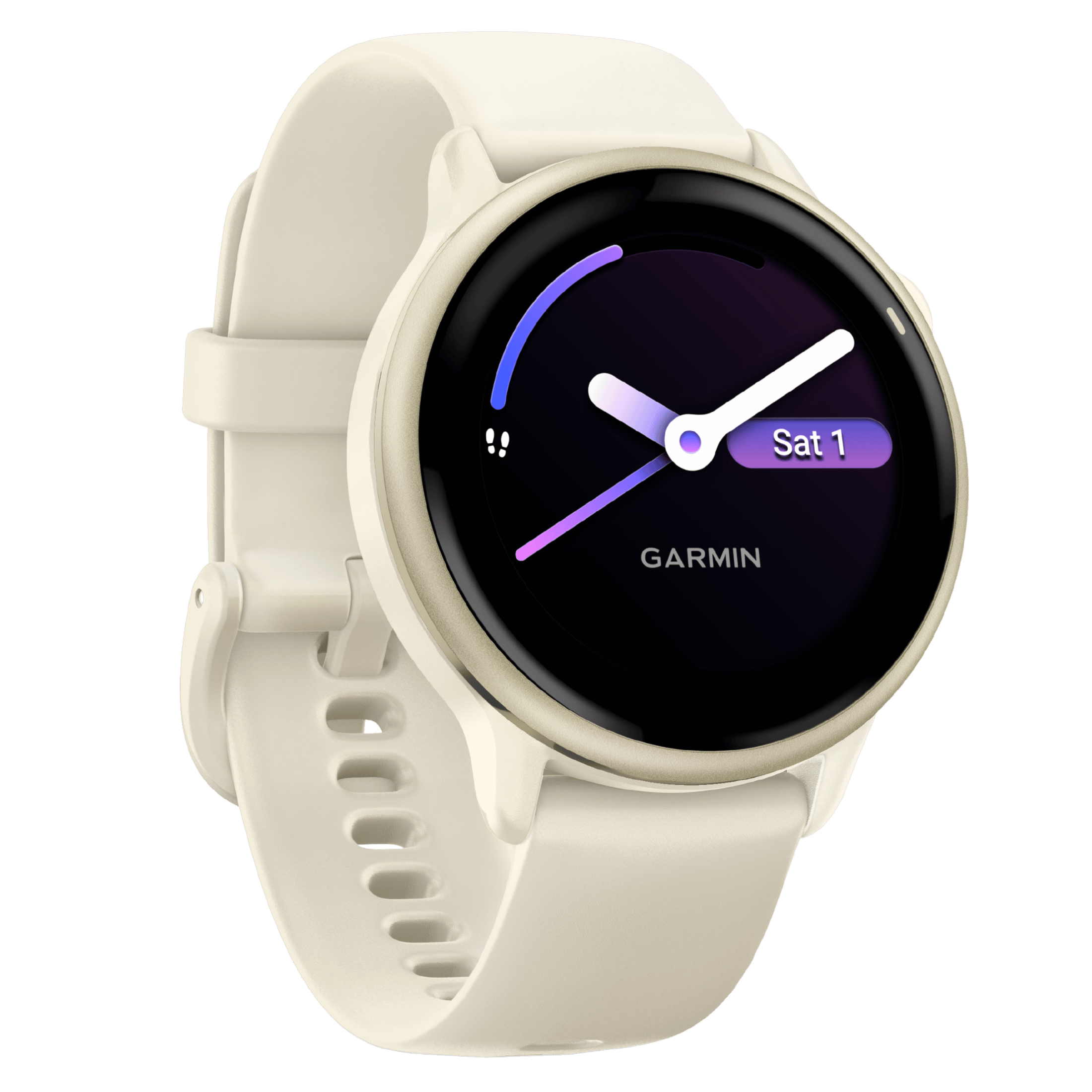 Garmin Vívoactive 6 watch, 42 mm ivory strap, Lunar Gold