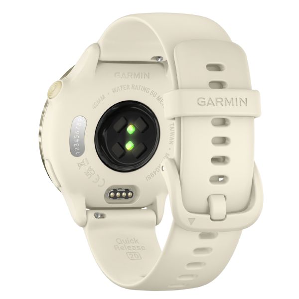 Garmin Vívoactive 6 watch, 42 mm ivory strap, Lunar Gold