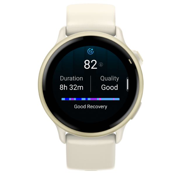 Garmin Vívoactive 6 watch, 42 mm ivory strap, Lunar Gold