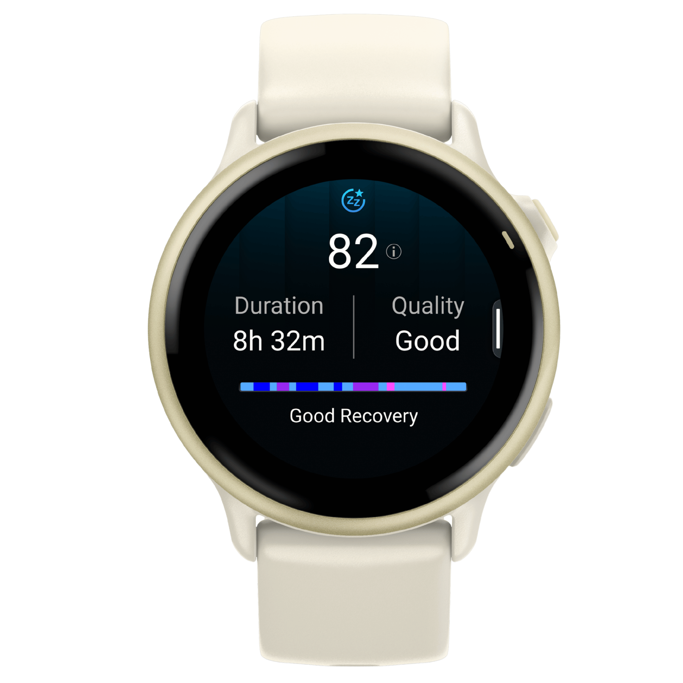 Garmin Vívoactive 6 watch, 42 mm ivory strap, Lunar Gold