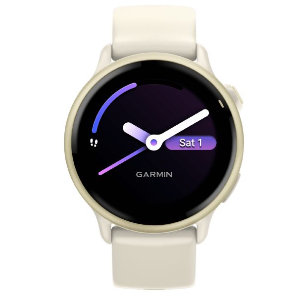 Garmin Vívoactive 6 watch, 42 mm ivory strap, Lunar Gold