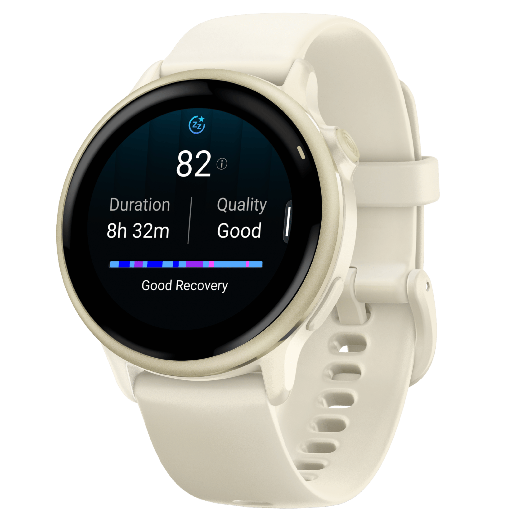 Garmin Vívoactive 6 watch, 42 mm ivory strap, Lunar Gold