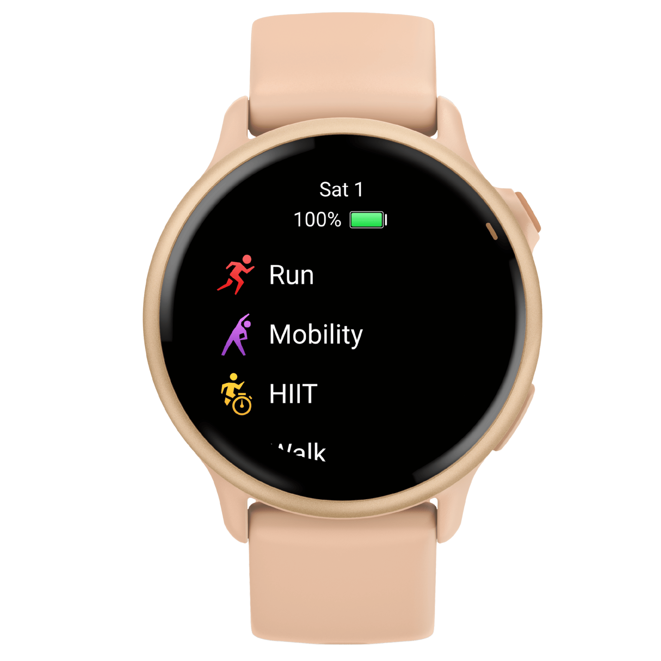 Garmin Vívoactive 6 Metallic Pink Dawn watch, peach pink strap, 42 mm