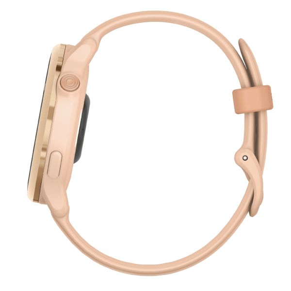 Garmin Vívoactive 6 Metallic Pink Dawn watch, peach pink strap, 42 mm