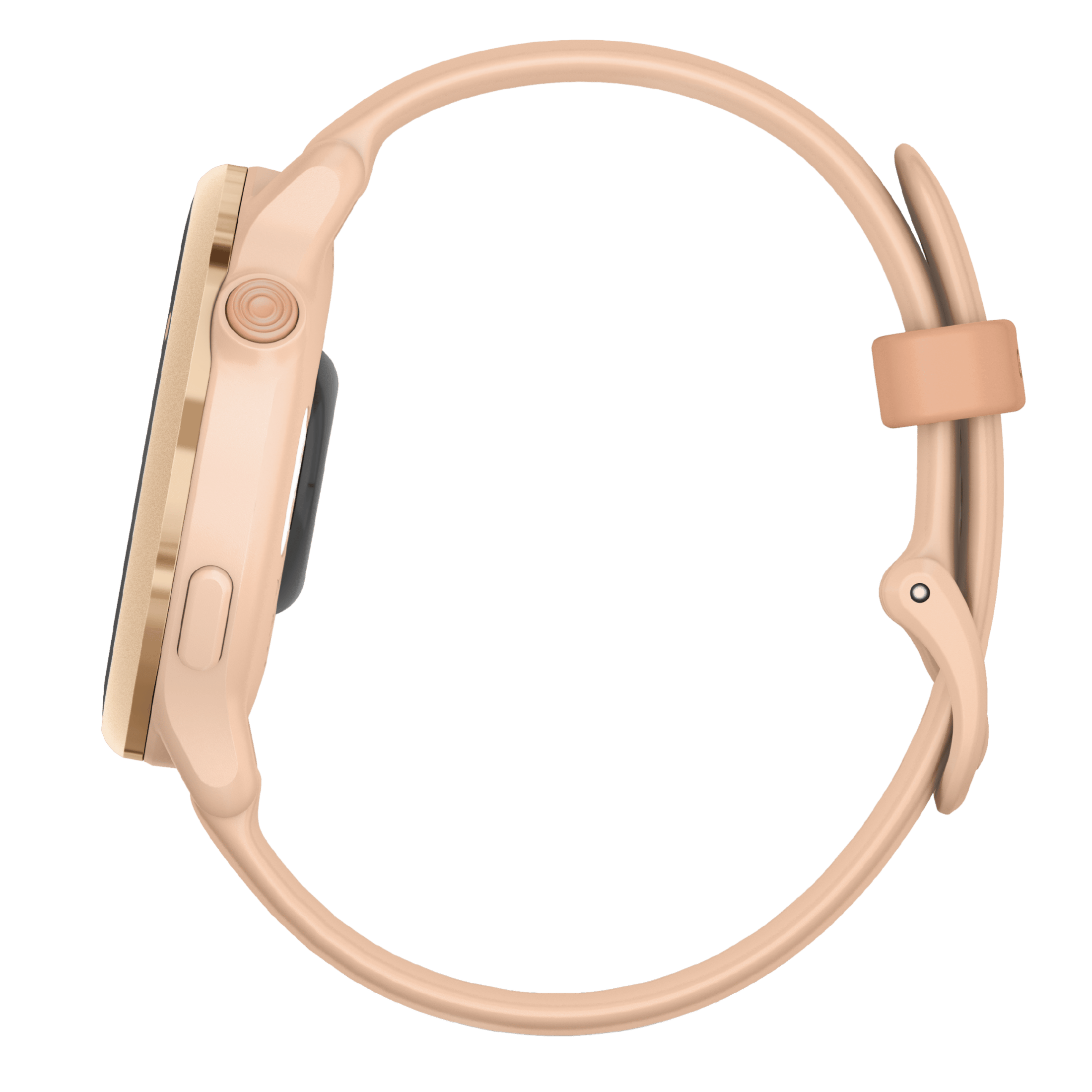 Garmin Vívoactive 6 Metallic Pink Dawn watch, peach pink strap, 42 mm