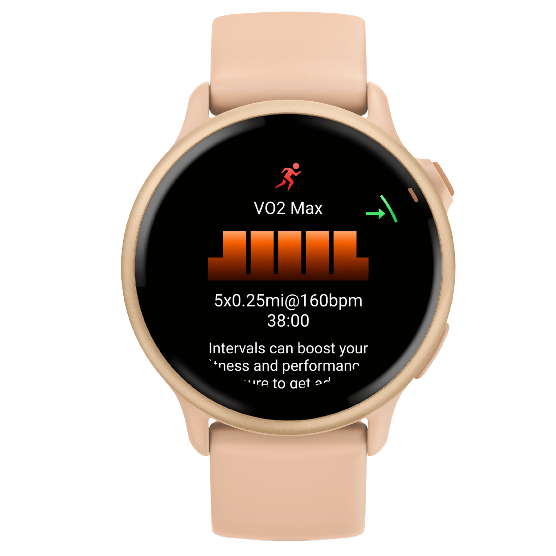 Garmin Vívoactive 6 Metallic Pink Dawn watch, peach pink strap, 42 mm