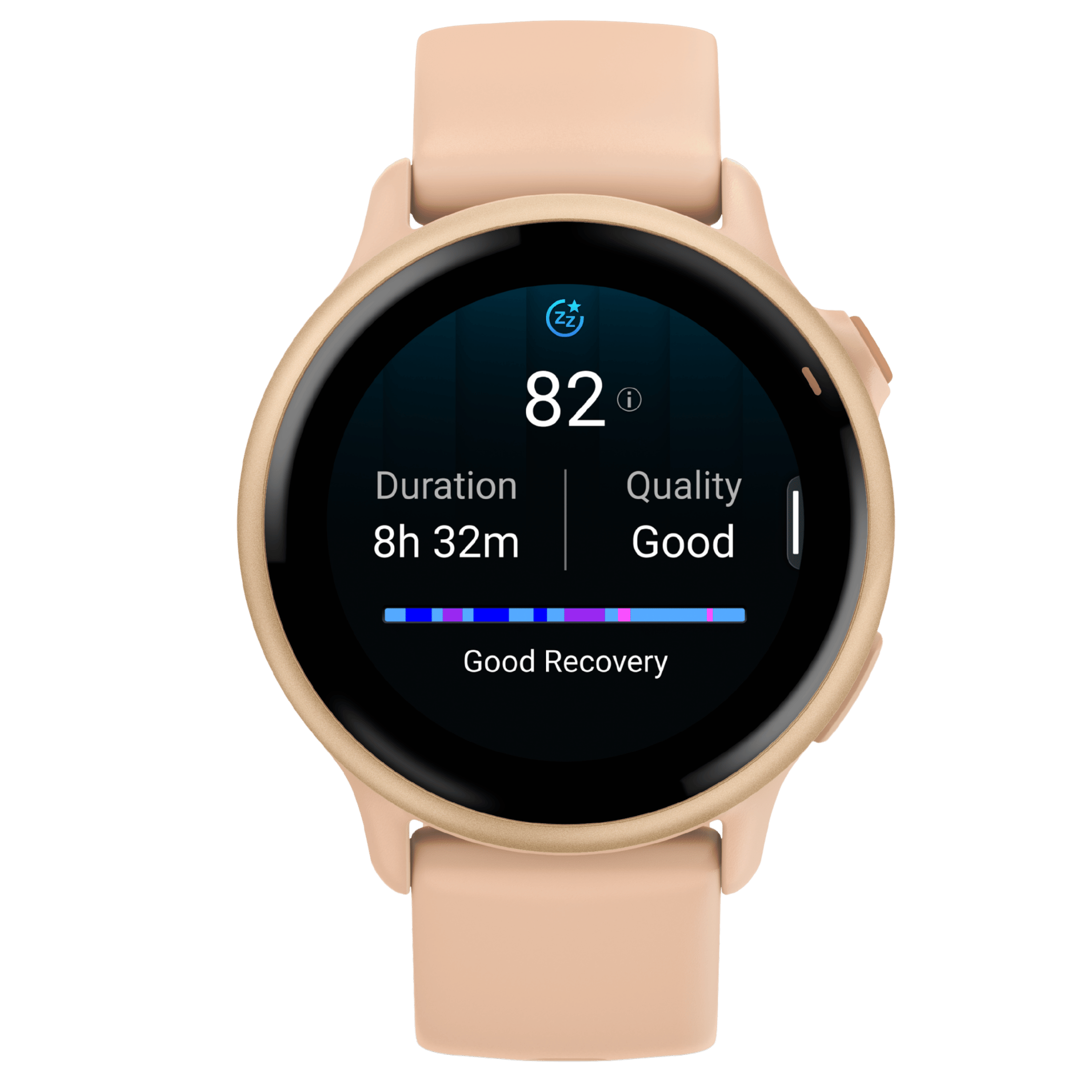 Garmin Vívoactive 6 Metallic Pink Dawn watch, peach pink strap, 42 mm