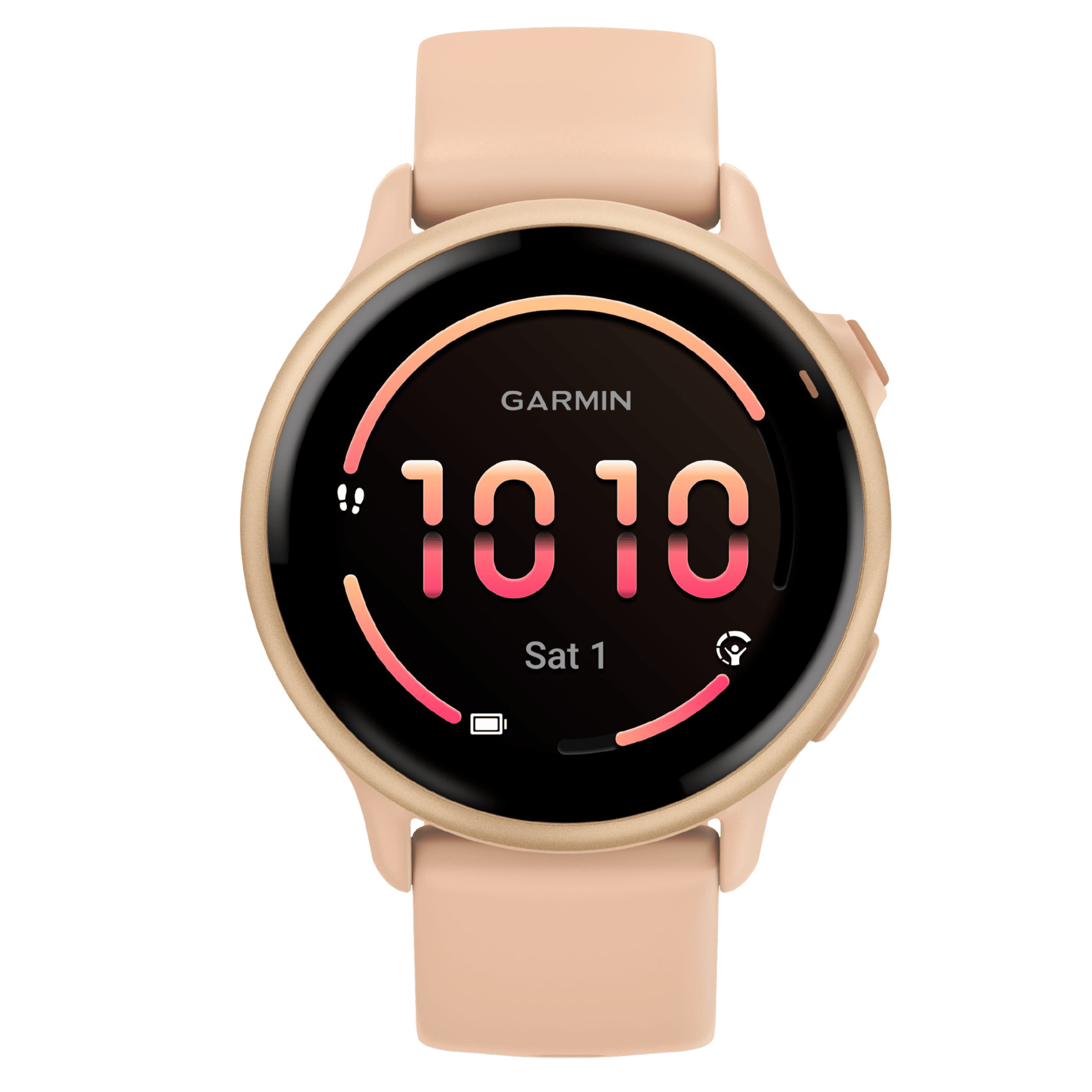 Garmin Vívoactive 6 Metallic Pink Dawn watch, peach pink strap, 42 mm