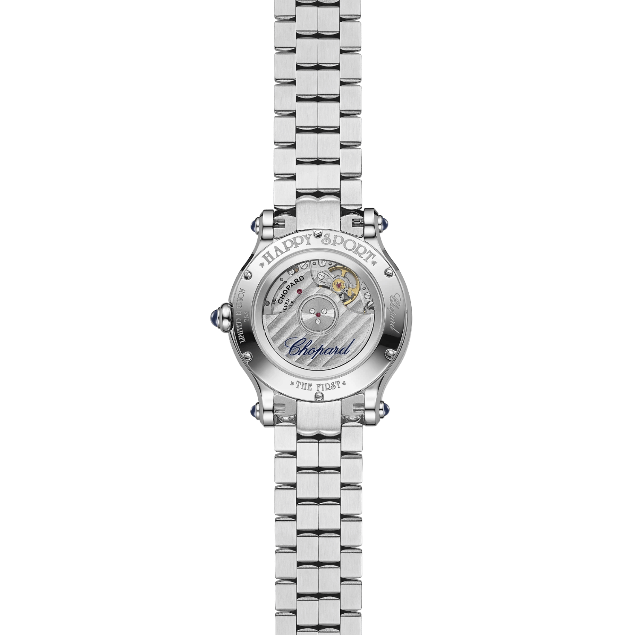 Chopard Happy Sport The First automatic bezel set white mother-of-pearl dial steel bracelet 33 mm