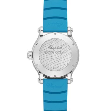 Montre Chopard Happy Ocean automatique cadran bleu bracelet caoutchouc 40 mm