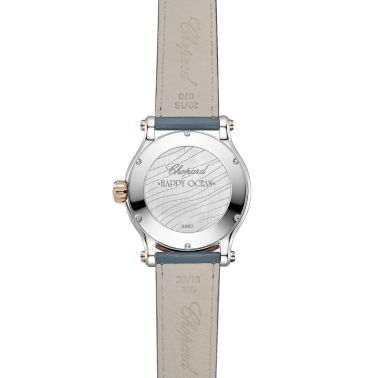 Montre Chopard Happy Ocean automatique cadran gris bracelet cuir 40 mm