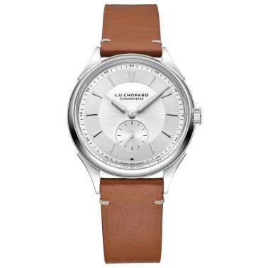 Montre Chopard L.U.C Qualité Fleurier automatique cadran argenté bracelet cuir 39 mm