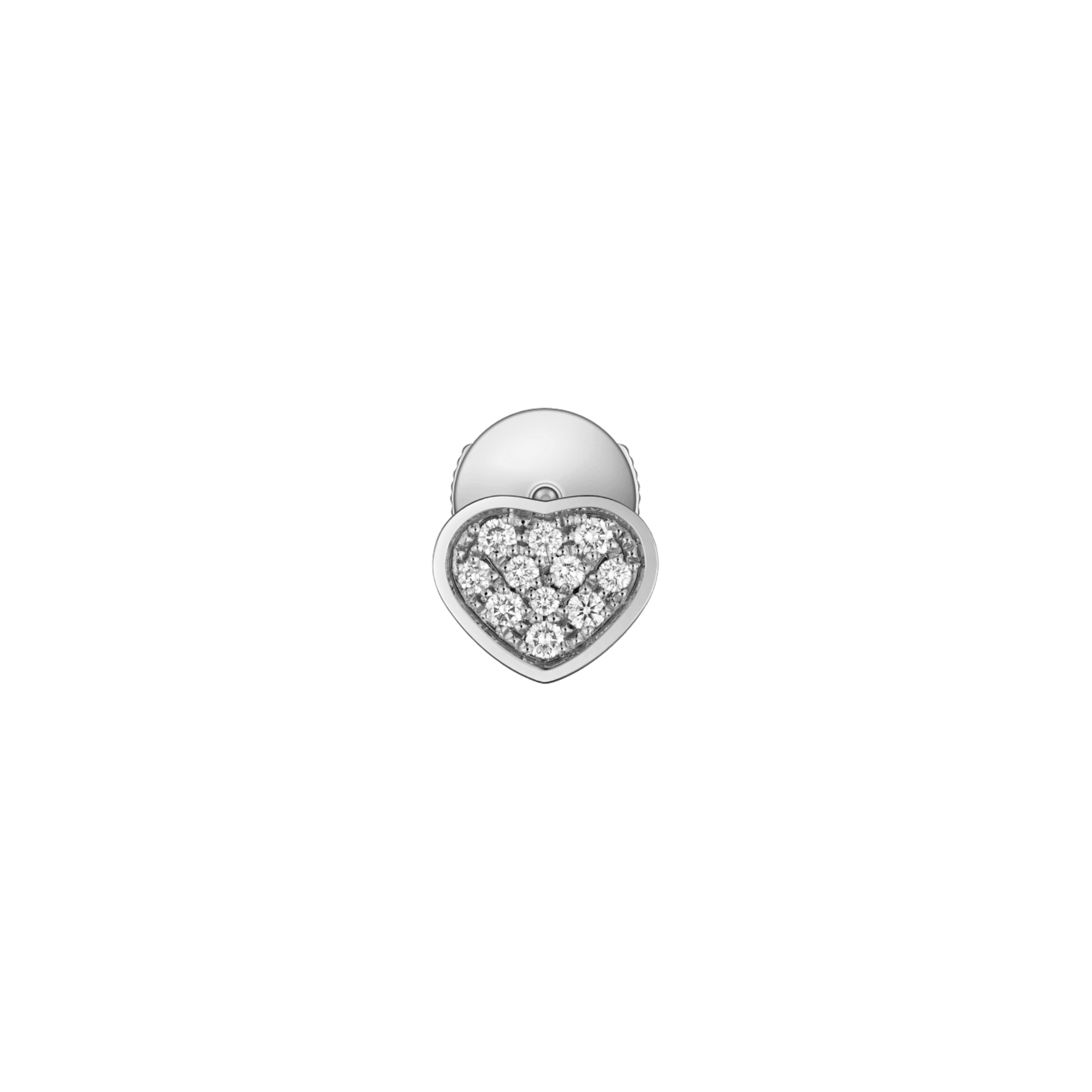 Boucle d’oreille Solo Chopard My Happy Hearts en or blanc pavée de diamants 