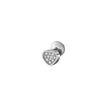 Boucle d’oreille Solo Chopard My Happy Hearts en or blanc pavée de diamants 